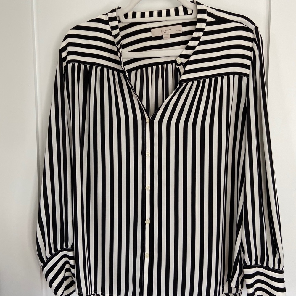 Loft black and white Striped blouse